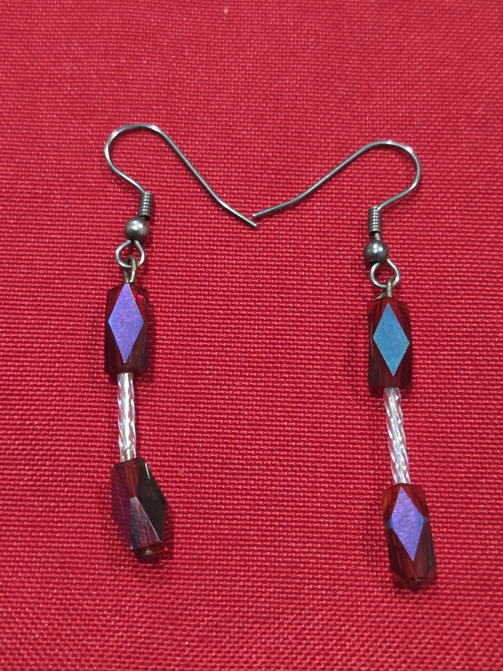 Handcrafted Red Crystal Dangle Earrings